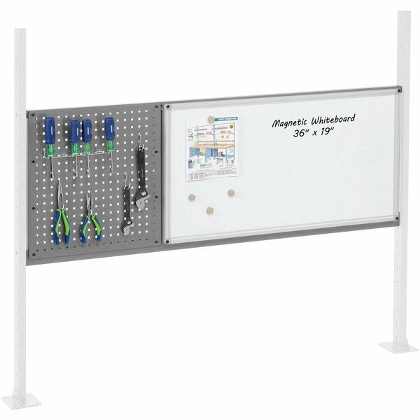 Global Industrial 18in Pegboard & 36in Whiteboard Panel Kit, 60inW, Gray 319176GY